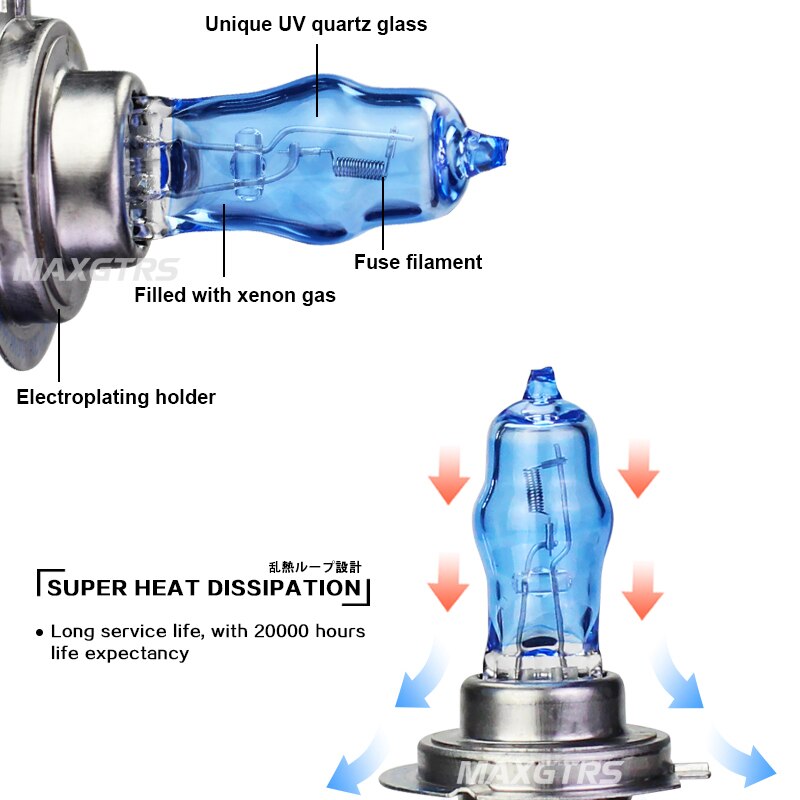 2x h1 h3 h7 h4 h8 h11 9005 9006 h27 881 880 100w 4300k/3000k bil hod halogen tåkelys pærer lamper erstatning hovedlys