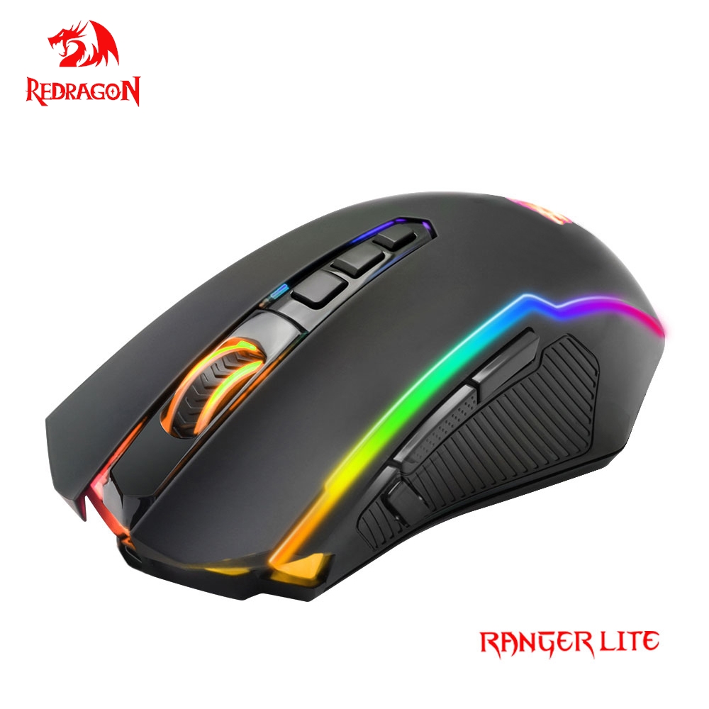 REDRAGON RANGER LITE M910-KS RGB USB 2.4G Draadloze Gaming Muis 8000 DPI 10 knoppen Programmeerbaar voor Computer gamer Muizen laptop