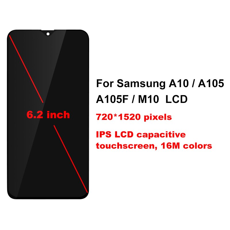 For Samsung Galaxy A10 A105 A105F SM-A105F M10 LCD Display Touch Screen Digitizer Assembly with frame replacement Repair parts