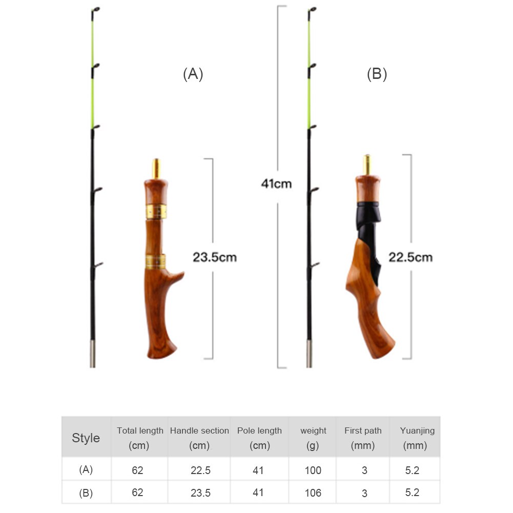 Ice Fishing Rod Wooden Handle River Shrimp Carp Winter Fishing Tackle Children's Portable Ultralight Baitcasting Fishing Rod