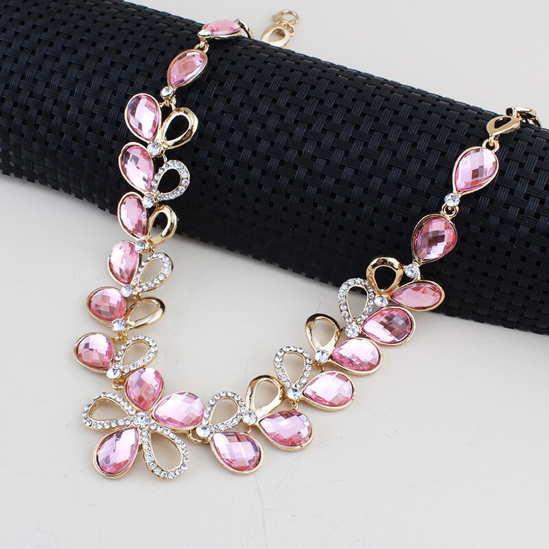 Dubái Jewelry-conjunto de joyas de boda para mujer, conjunto de collar de Color oro rosa, pendientes, accesorios para