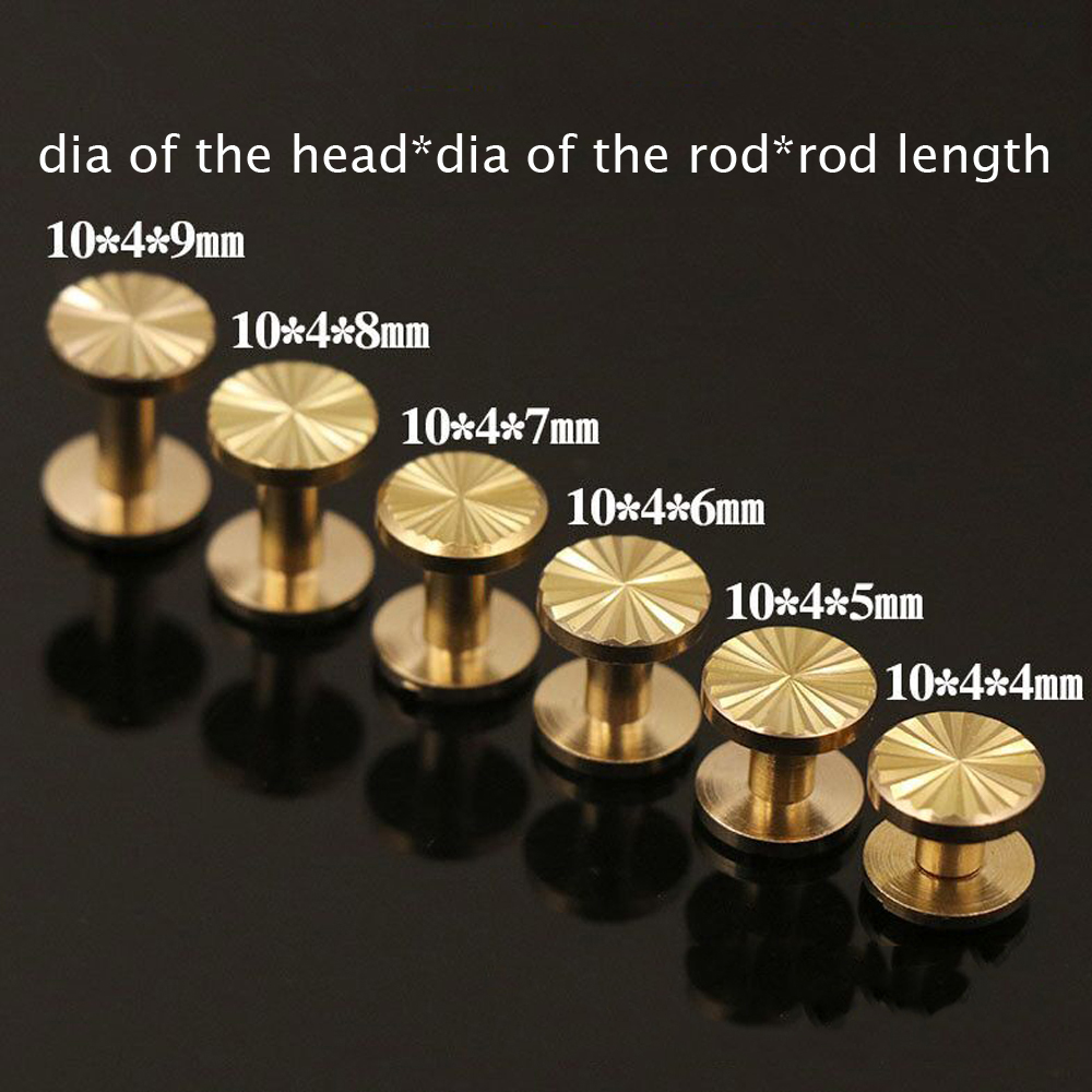 DIY leather craft wallet belt solid brass screws rivet and studs line stripe carved 50sets/lot