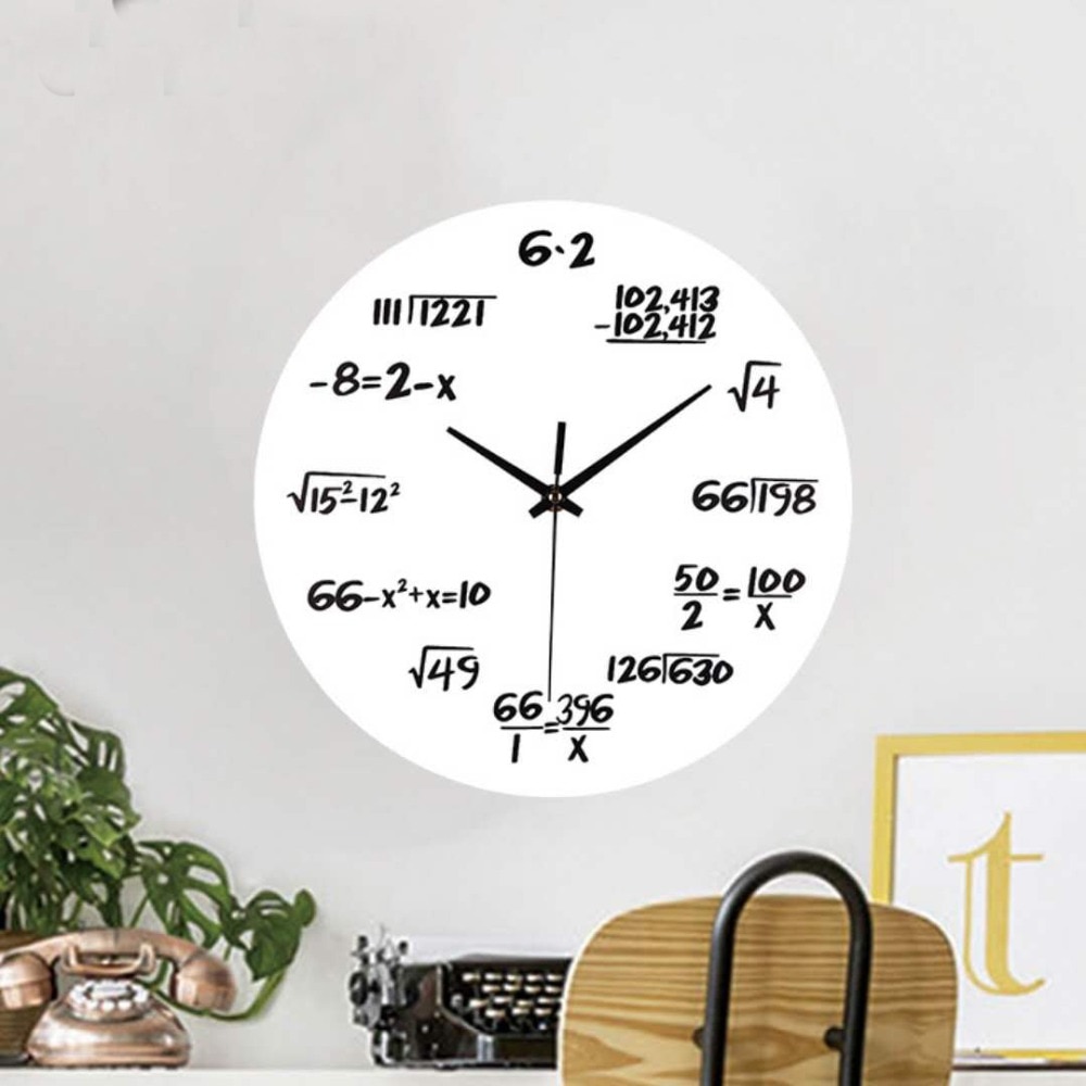 engineering math formula round electronic wall clock living room office quartz mute alarm clock 024
