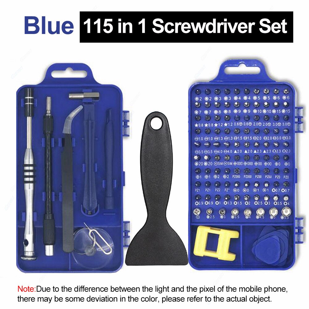 Draagbare Mobiele Telefoons Reparatie Tool Sets 55 In 1 Precisie Schroevendraaier Set Voor Iphone 11 8 7 Macbook Mobiele Telefoon reparatie Gereedschap Kit: Blue 115 in 1