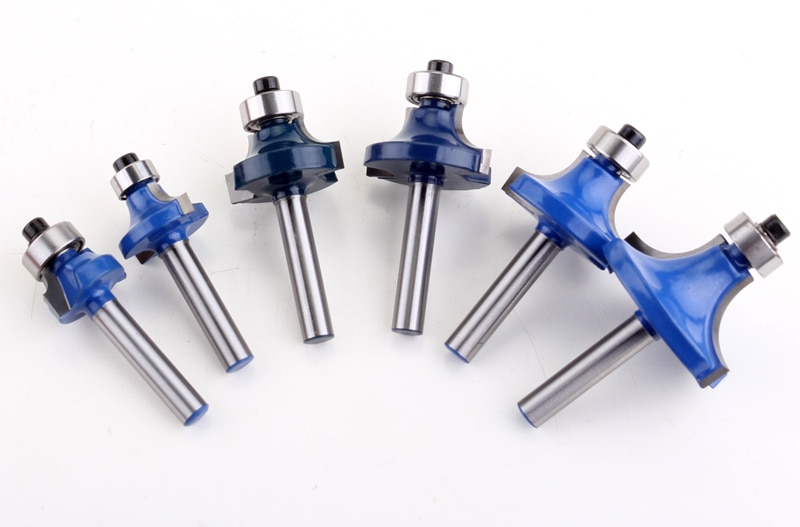 6PC 1/4" Shank Round Over Router Bit Set 1/2,3/8,5/16,1/4,1/8 Radius Tenon Cutter for Woodworking Tools