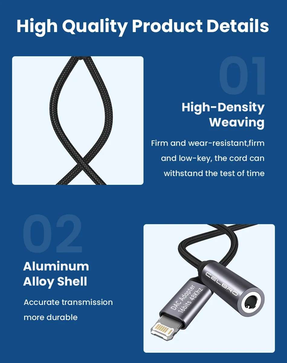 iPhone Hörlursuttag Adapter Kabel 3.5mm 8-pin till 3.5 MM Aux Ljudkabel för iPhone 15 Pro Max 14 Plus 13 12 SE 11 Xs 8 7