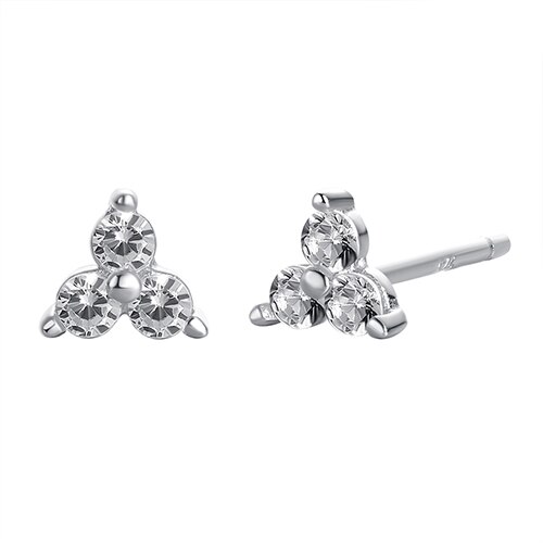 Echt 925 Sterling Zilveren Mini Lotus Stud Oorbellen Pave Crystal Cz 18K Vergulde Bruiloft Oorbellen Voor Vrouwen Sieraden: Silver Color