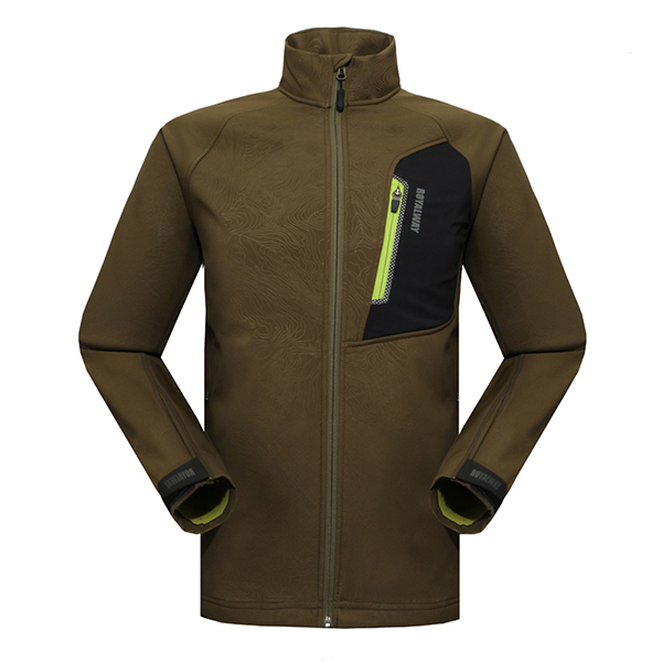 ROYALWAY Neue Softshell-jacke Männer Wasserdicht Wandern Regen Mantel Angeln Stehkragen draussen Camping Wandern Weiche Hülse: Grün / L