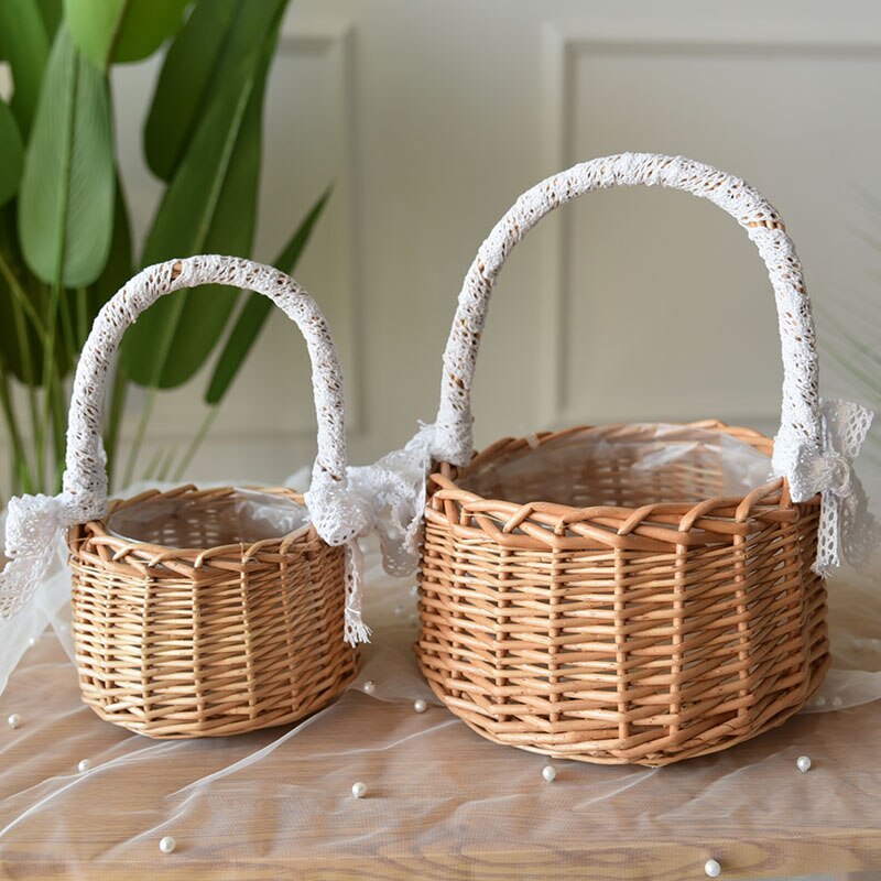 basket wicker hand-held flower basket floral flower arrangement bridal flower basket rattan mini bamboo basket storage basket