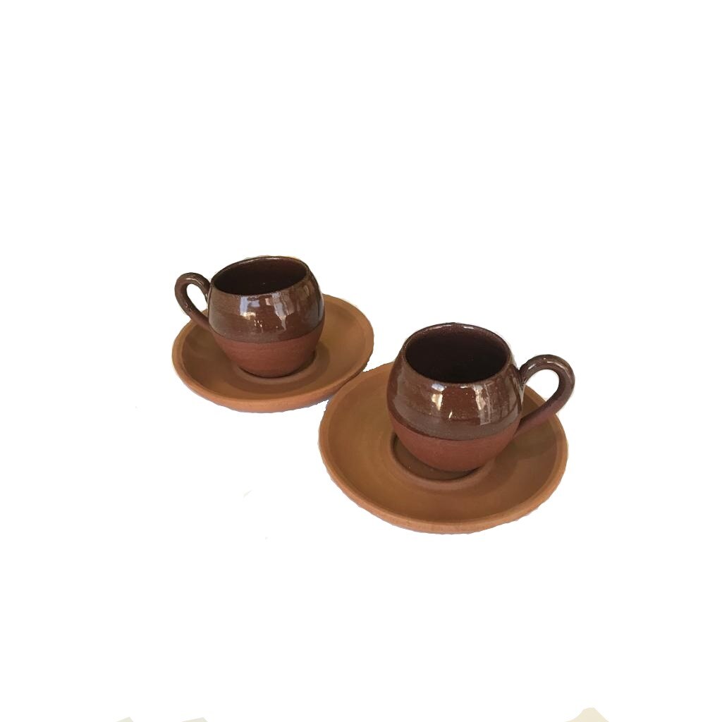 Authentic Handmade Pottery Turkish Coffee Cup Coffee Accessories Brown Traditional Anatolian Coffee Mug Special: 2 pcs set