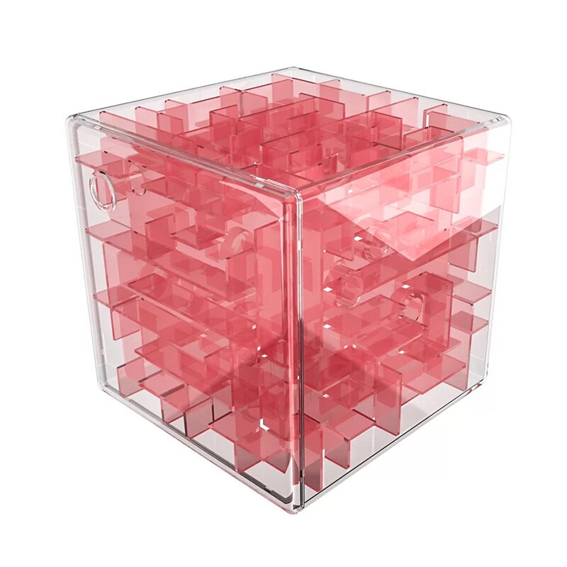 10cm Patience Games 3D Cube Puzzle Maze Toy Hand Game Case Box Fun Brain Game Challenge Toys Balance Educational Fidget toys: Transparent red10cm