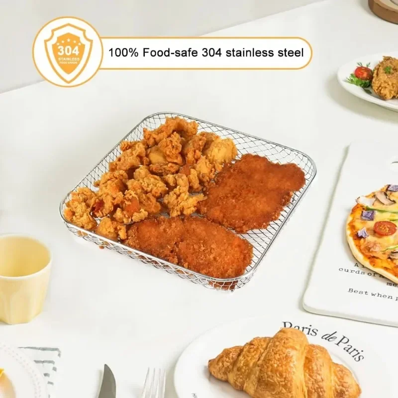 Estante de acero inoxidable para freidora de aire, herramientas de cocina, accesorios para barbacoa, parrilla, plato de freidora multicapa, estante para utensilios de cocina