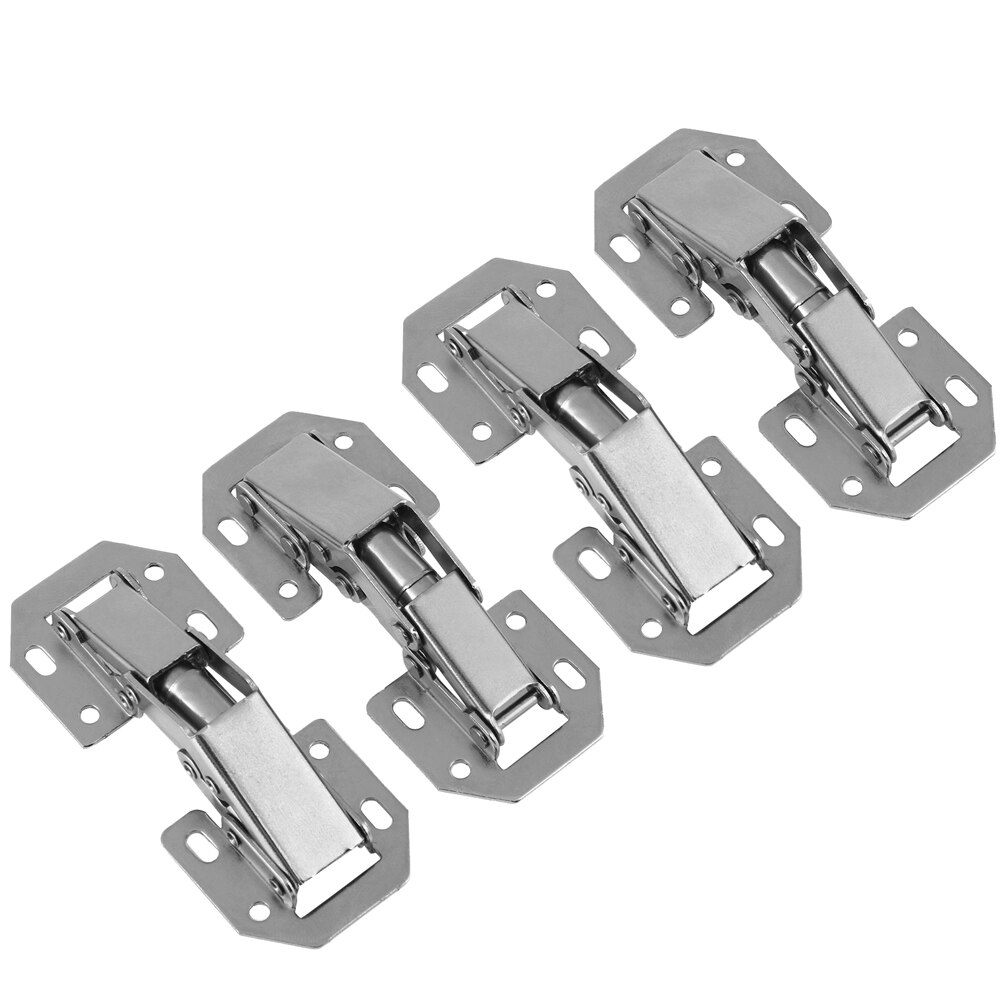 4 inch Cabinet Hinge 90 Degree No-Drilling Hole Cupboard Closet Door Buffer Hinges Soft Close with Screws Furniture Hardware: 4pcs