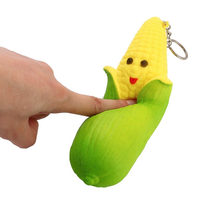 Jumbo Double-sided expression Mr Corn Squishies PU Simulation Fruit Vegetables Phone Straps Kawaii Slow Rising Toys 17.5*5 CM