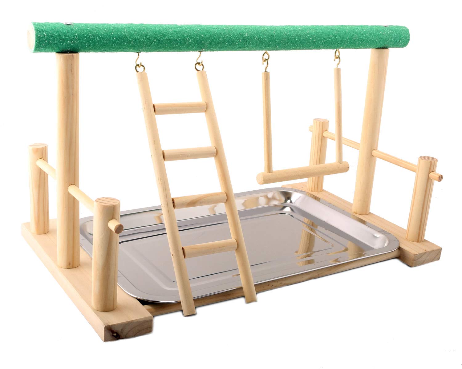 Sällskapsdjur papegoja lekställning fågel lekställ kakadial lekplats trä abborre gym lekhage med stege swing leksaker träning lek: Grön