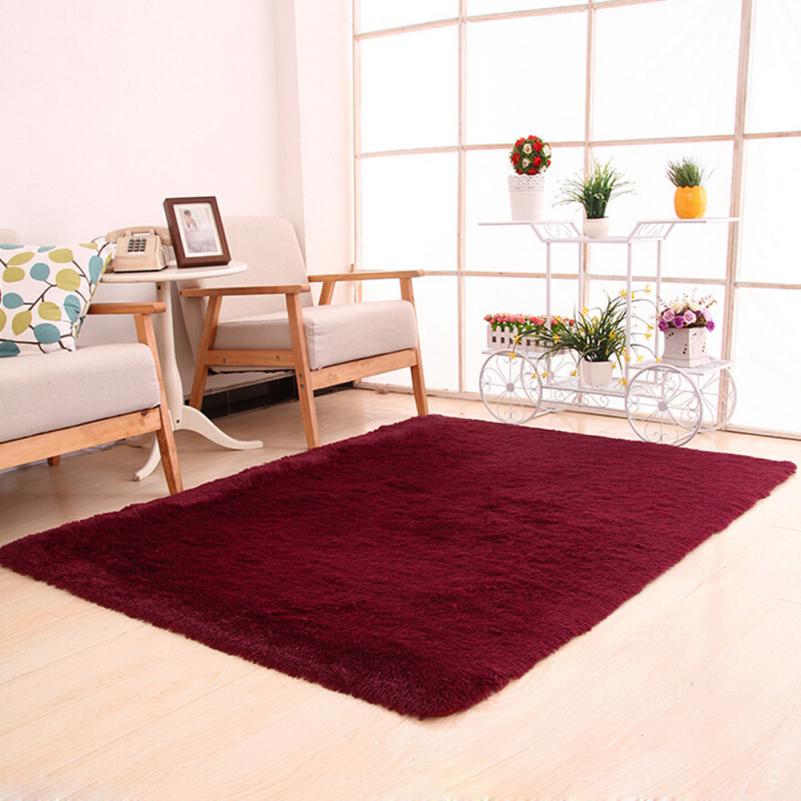Tapis moelleux anti-dérapant Shaggy zone tapis salle à manger maison chambre tapis tapis de sol 50*80cm directe wu7 30 +: green