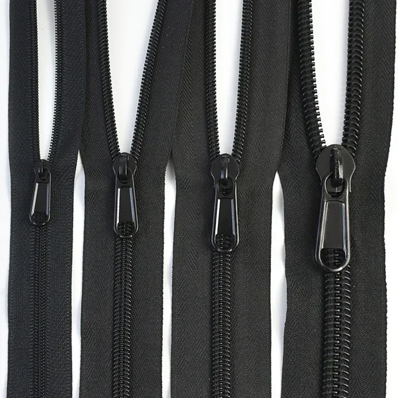 3 # 5 # 8 # 10 # Cremalleras de bobina de código negro de 10M, 10 Uds., deslizadores de cremallera, costura de ropa, tirador de cremallera, Kit de reparación de cremalleras, accesorio de cierres