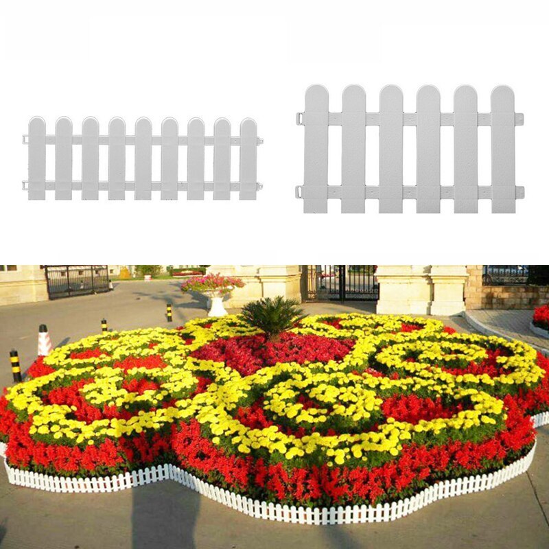KESYOO 2-Pack White Plastic Landscape Edging Fences - 19.6" H X 11.8" W Panels With Bases For Garden Border
