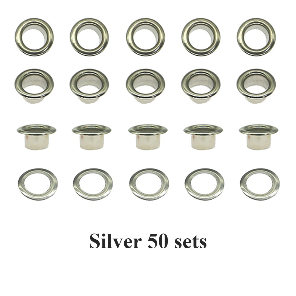 Special offer 50/100sets/pack(Outer diameter)9.5mm(internal )5mm price silver eyelets for bags: Silver 50 sets
