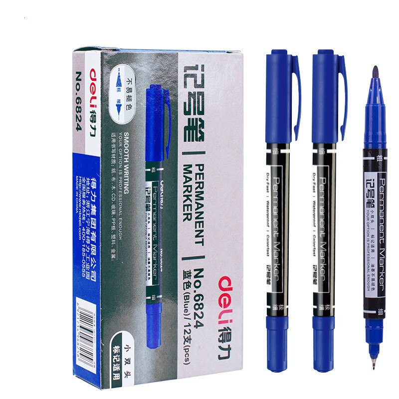 9pcs Permanent Markers dual tip 0.5mm/1mm Nib Black blue red Art Marker Pens Student School Office Supplies Student Stationery: 9 pcs blue