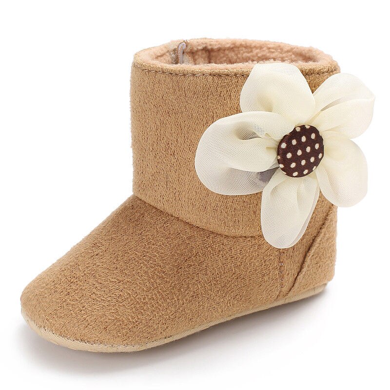 Mooie Pasgeboren Peuter Kids Meisjes Winter Schoenen Bloem Zachte Zool Laarzen Sneakers Prinses Meisje Baby Schoenen Laars voor 0- 18M: Bruin / 0-6 months