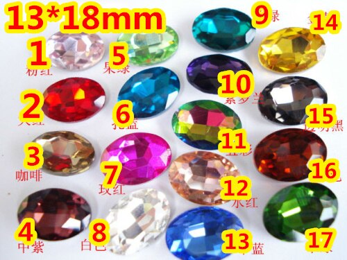 128pcs 13*18mm Many Colors Fancy Stones Oval Shape Crystal Glass Stones For Diy Jewelry/Wedding dress