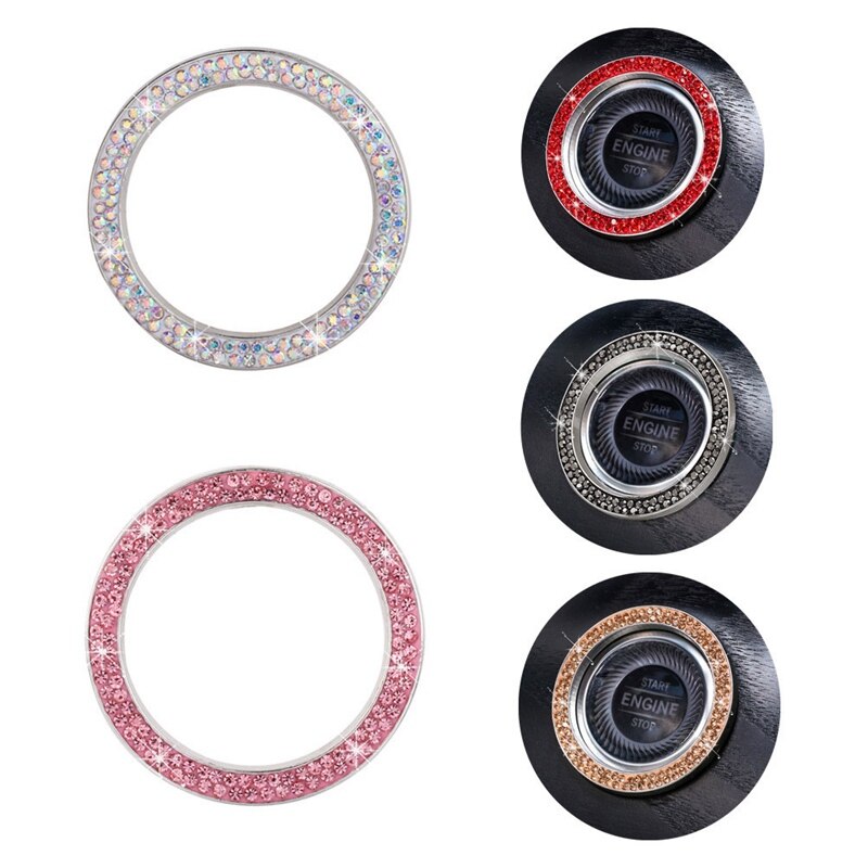 Car Ignition Button Ring Interior Stickers Universal Car Start Switch Rings Auto Decorative Circle Keys