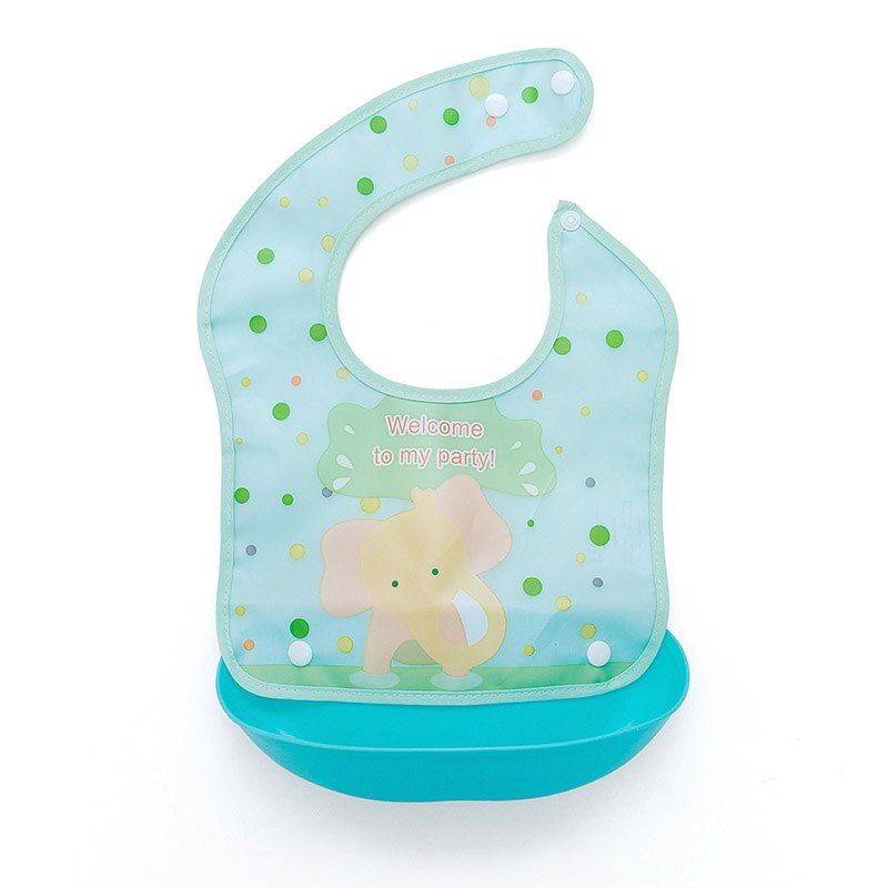 1 Pcs Waterproof Baby Bibs Apron Cute Cartoon Baby Bibs Towel Adjustable Detachable Baby Burp Bibs Infant Supplies: Blue elephant