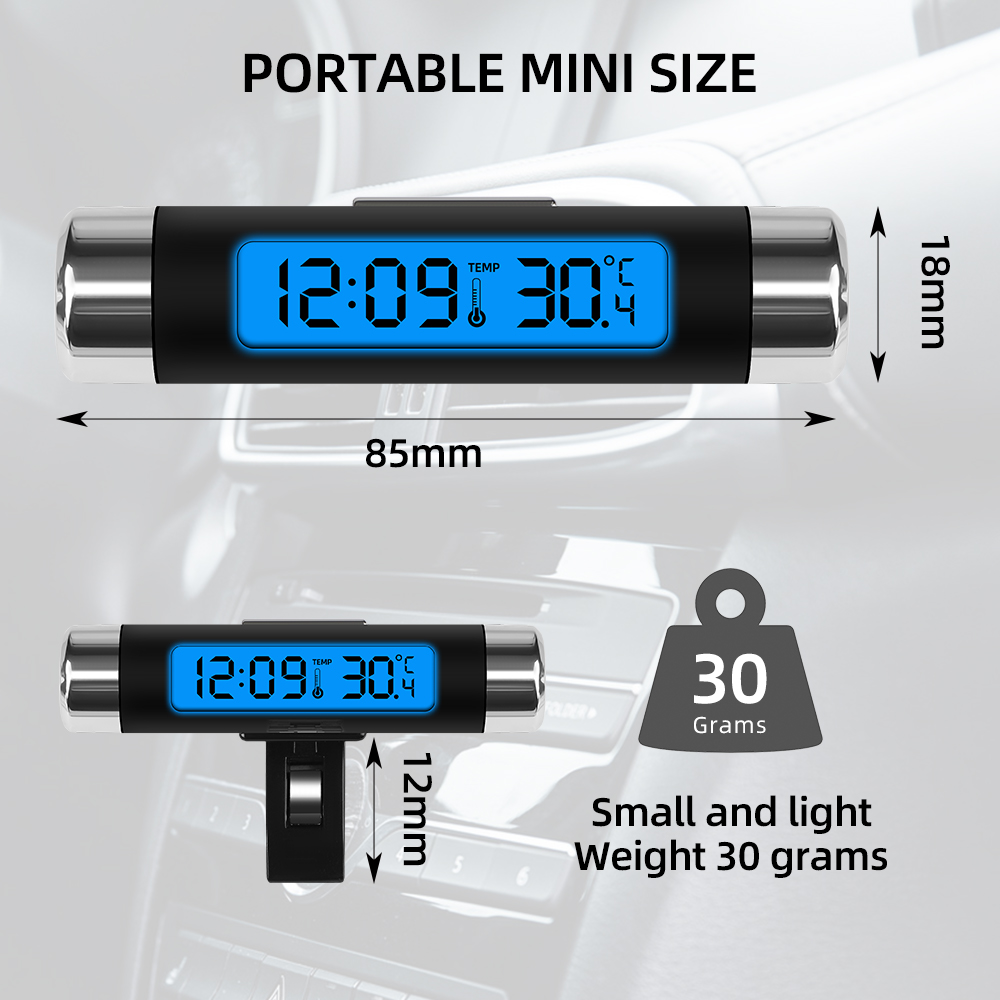 2 In 1 Auto Digitale Lcd Klok/Temperatuur Display Elektronische Klok Thermometer Auto Digitale Tijd Klok Auto Accessoire