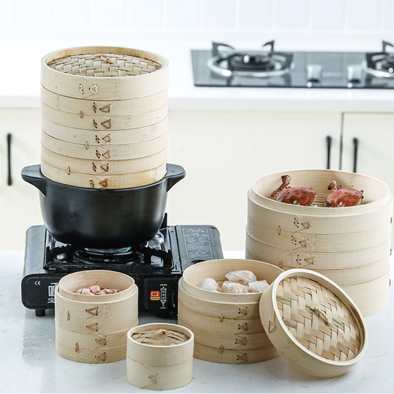 Vaporera de bambú itchen, vaporera asiática para Dumplings Dim Sum