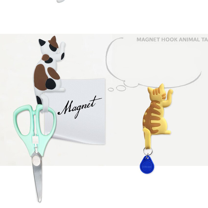 Magnetic Cartoon Cat Refrigerator Sticker Fridge Magnet Hanging Hook Tail Fridge Magnet Hook Door Home Decorations Souvenir