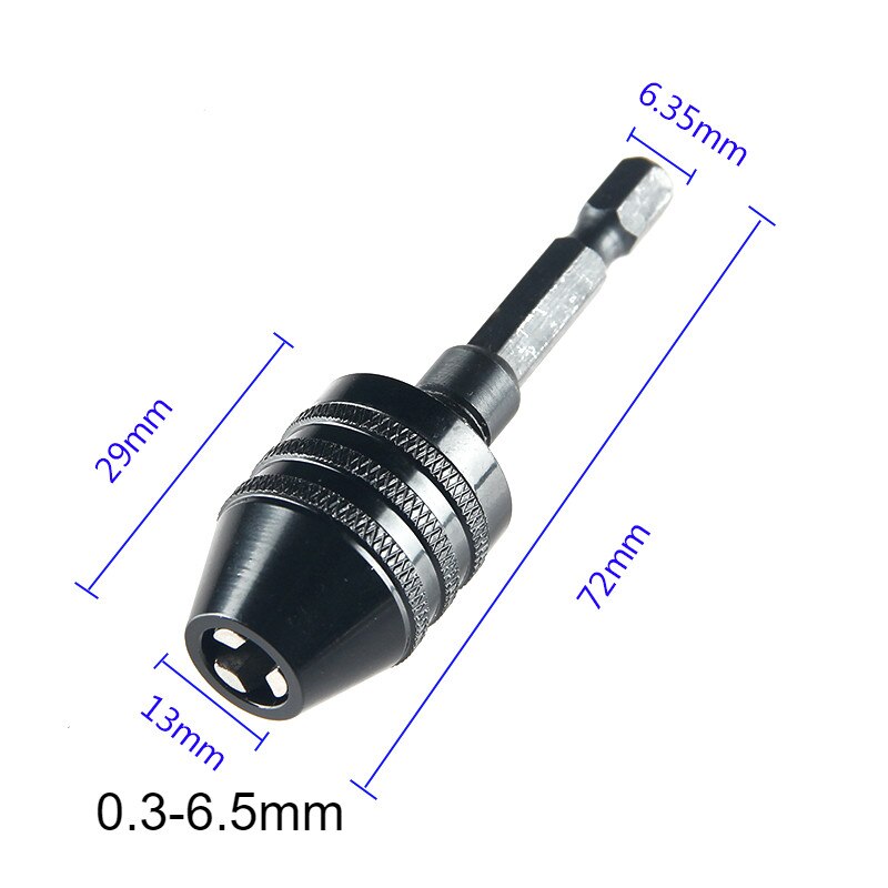 Drill Chuck Adapter Mini Keyless Drill Chuck Bit Self-Tighten Electric Drill Bits Collet Fixture Tools Quick Change Converter: 6.35mm 0.3-6.5mm
