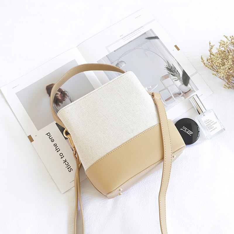 EXCELSIOR PU Patchwork Women's Bucket Bags Shoulder Bags for Women Versatile Crossbody Bag sac a main femme malas ombro: Khaki