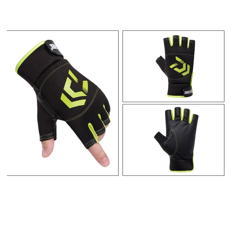 1 par de guantes de pesca universales para hombre y mujer, accesorios de pesca antideslizantes con tres dedos, guantes SBR