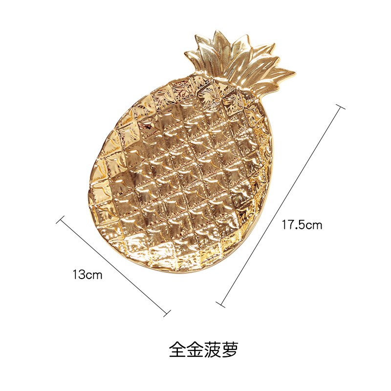 Geëxporteerd Naar Europa En De Verenigde Staten Keramische Platen Met Galvaniseren Gouden Ananas Fruitschaal Opbergvak: 01