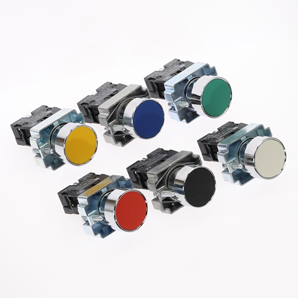 1Pcs 22mm Momentary Push Button Switch NO/NC 10A/415V XB2-BA31 XB2-BA42 Flat-headed button switch