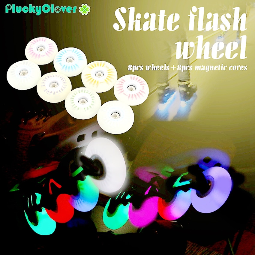 8pc Inline Schlittschuh Rad 72mm 76mm 80mm Blitz-Rolle Rad 90A SEBA Schlittschuh LED Licht Rolle Freistil Slalom Patines Blinkende Rad