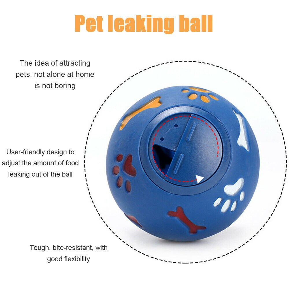 Multifunctional Dog Food Play Ball Toy Rubber Ball Chew Dispenser Leakage Interactive Pet Dental Teething Training Toy Ball