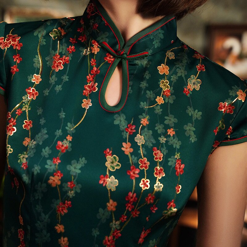 Sheng Coco S-5XL Plus Size Cheongsam Qipao Dresses Green Double-decked Beautiful Shanghai Plus Size Cheongsam Dress 4XL 3XL XXL