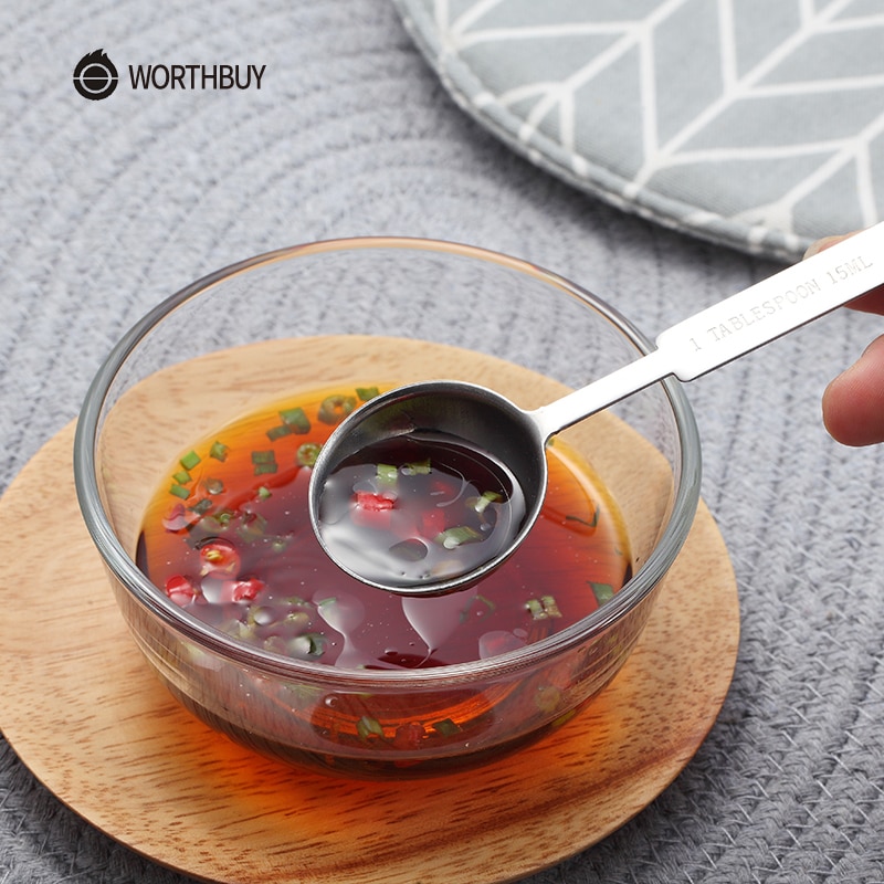 WORTHBUY Stainless Steel Measuring Cup Kitchen Measuring Spoon Scoop For Baking Tea Coffee Kichen Accessories Measuring Tool Set