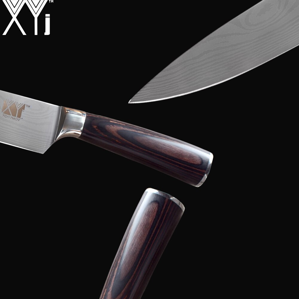 Xyj 6 stk rustfritt stål kjøkkenkniv høy karbon skarpt blad bøy håndtak kokk skjæringe santoku nytte skjærekniver