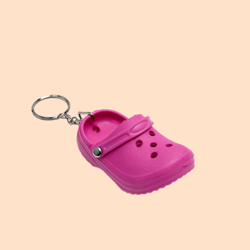 3D Silikon Slipper Sandale Schlüsselanhänger EVA Mini See Hausschuhe Schlüsselanhänger für Frauen Männer DIY Rucksack Dekoration: Lila