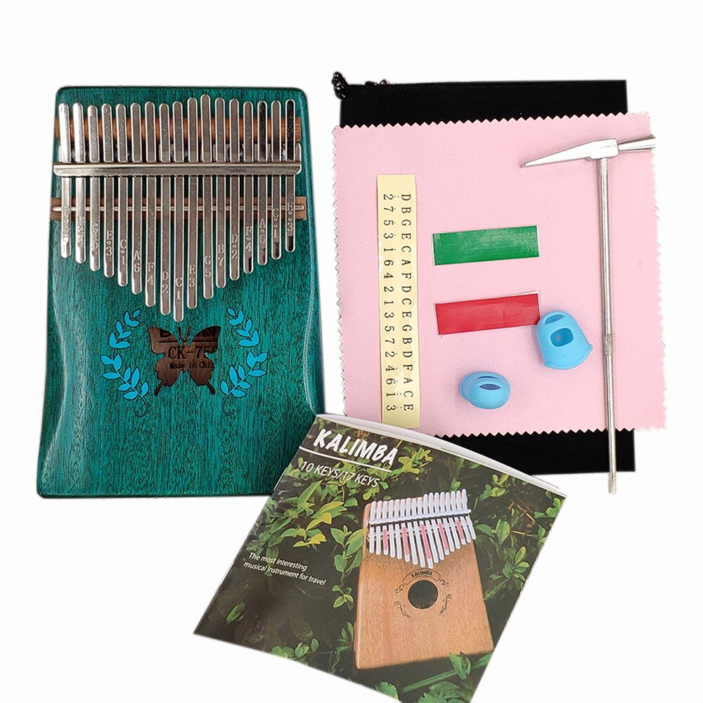 Kalimba Mbira Thumb Finger Piano Portable 17 Keys Solid Wood Musical Instrument for Music Lovers Beginners Thumb Piano: style 1