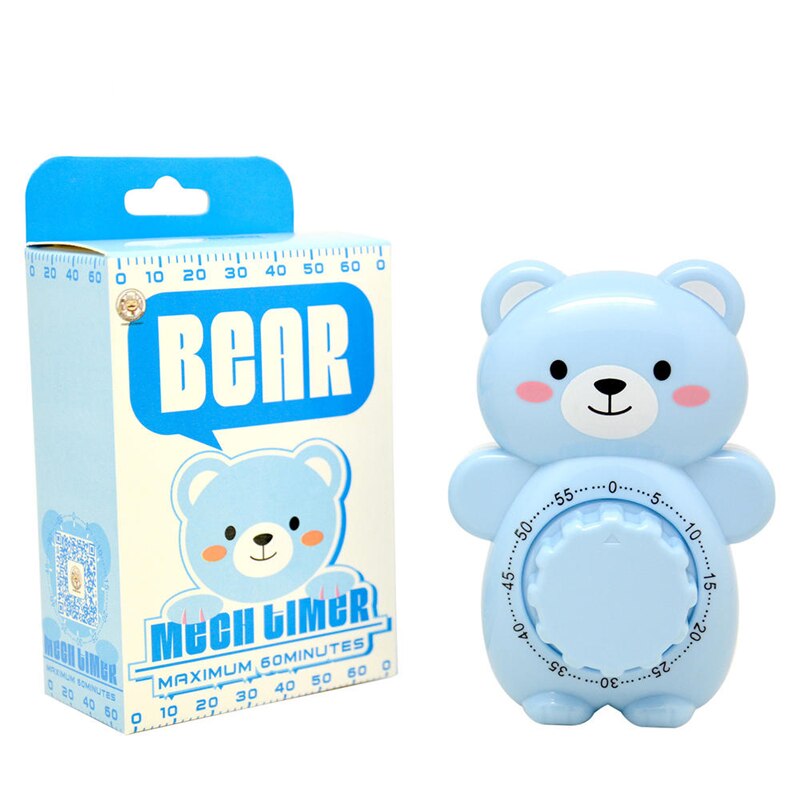 Cute Cartoon Bear Timer Baking Teaching Cooking Mechanical Timer 60 Mins Twist Wind-up Timer With Ring Alert Without Battery