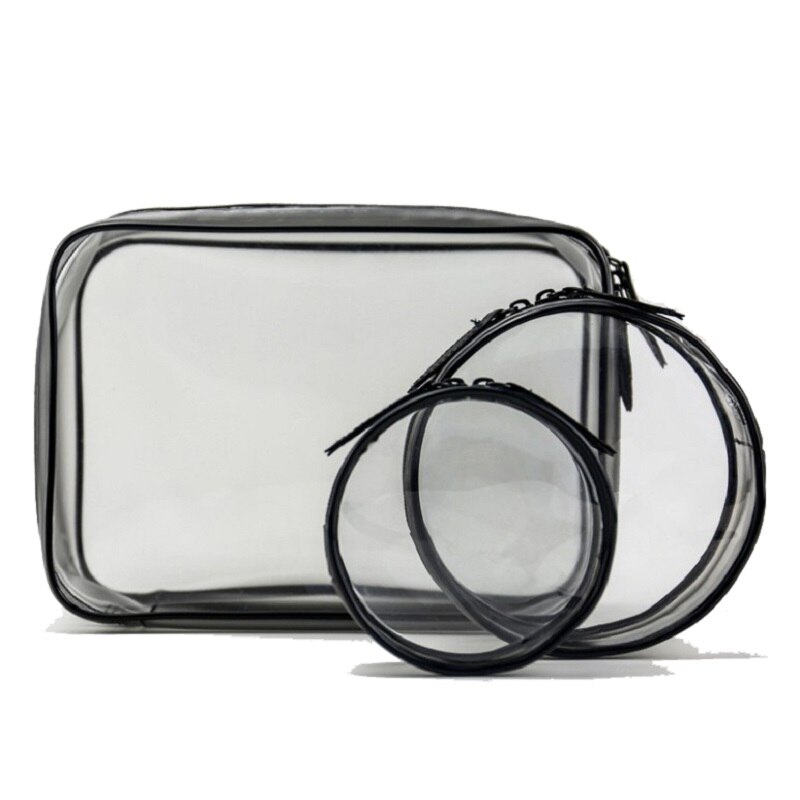 Sac cosmétique Transparent variétés tailles fille sacs de maquillage poche à glissière claire; grand, moyen, petit, Mini; cercle, carré,