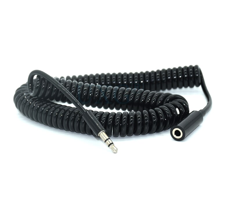 3.5mm Jack Male To Female Spring Aux Headphone Stereo Audio Extension Spring Coiled Spiral Stereo Audio Cable 60cm 250cm