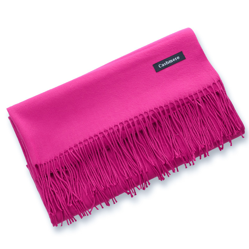 Écharpe polyvalente en Imitation cachemire brossé, couleur unie, épaisse, longue écharpe d'hiver avec pompon en cachemire, châle à épaule pour fille