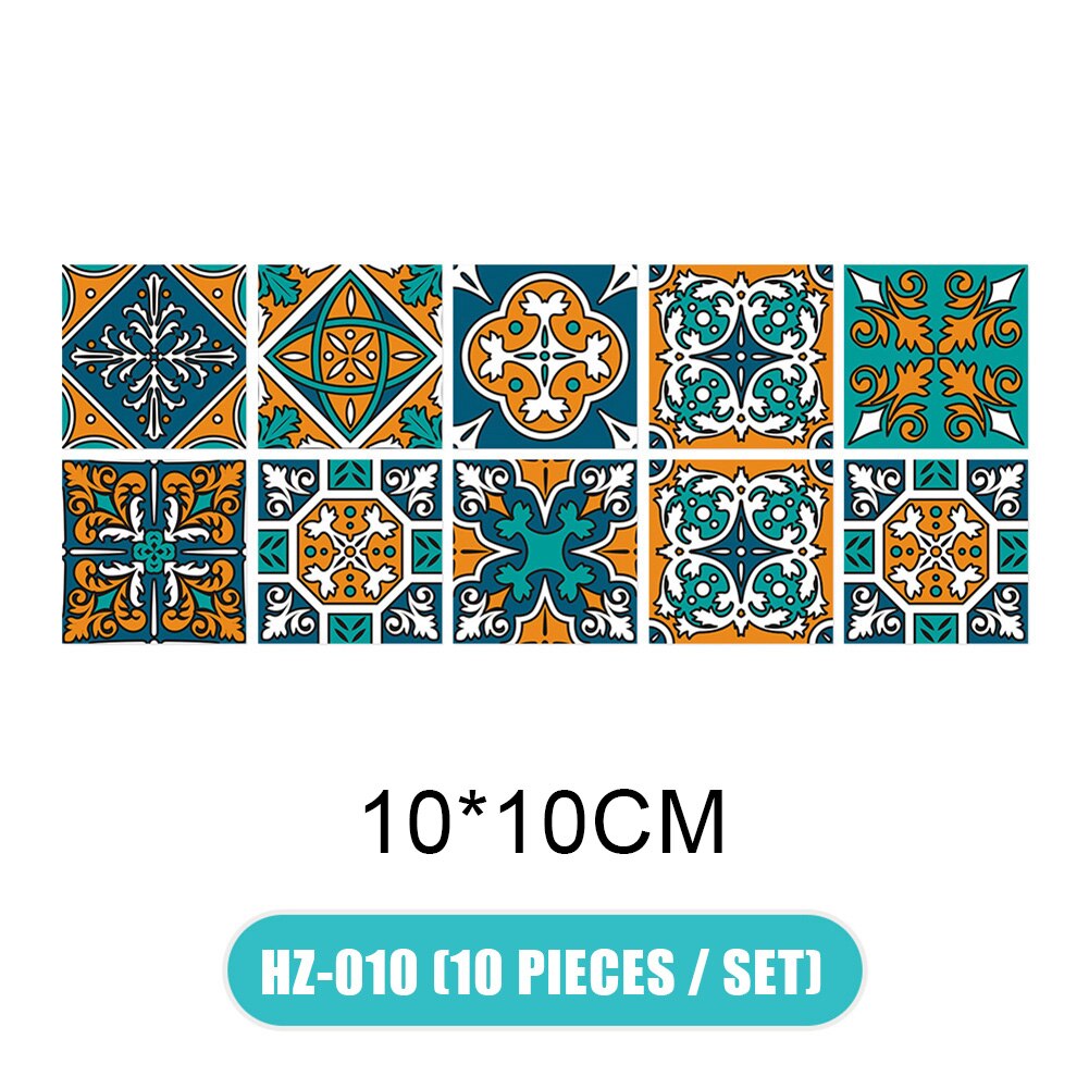 10 stk/sæt 3d moderne enkelhed vandtætte fliser mosaik wallsticker køkken badeværelse klæbende indretning til flisevæg gulvskab: 10 x 10cm hz -010