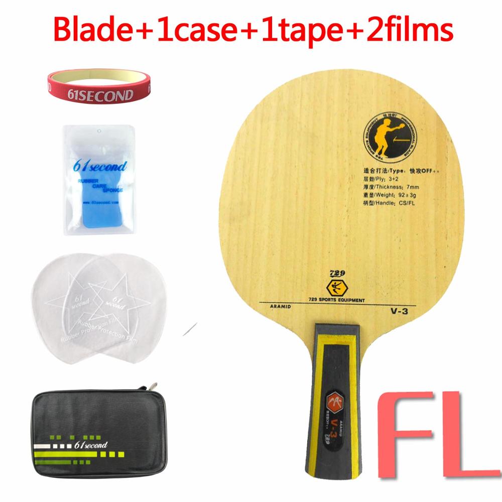 Ritc 729 Vriendschap V-3 (V3, V 3) houten Arylaat-Carbon Off + + Tafeltennis Carbon Blade Voor Pingpong Racket: FL with F 1case