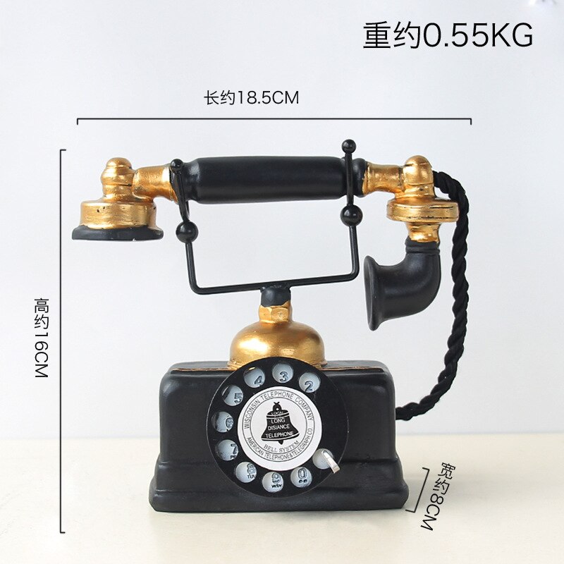 Klassieke Europese Retro Stijl Vaste Telefoon Model Houten Antieke Desktop Telefoon Model Decoratie Ornament
